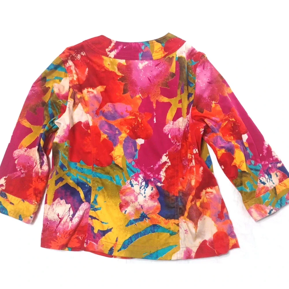 Coldwater Creek Women's Loud Colorful Button Jacket Blazer Petite Sz PL Unlined